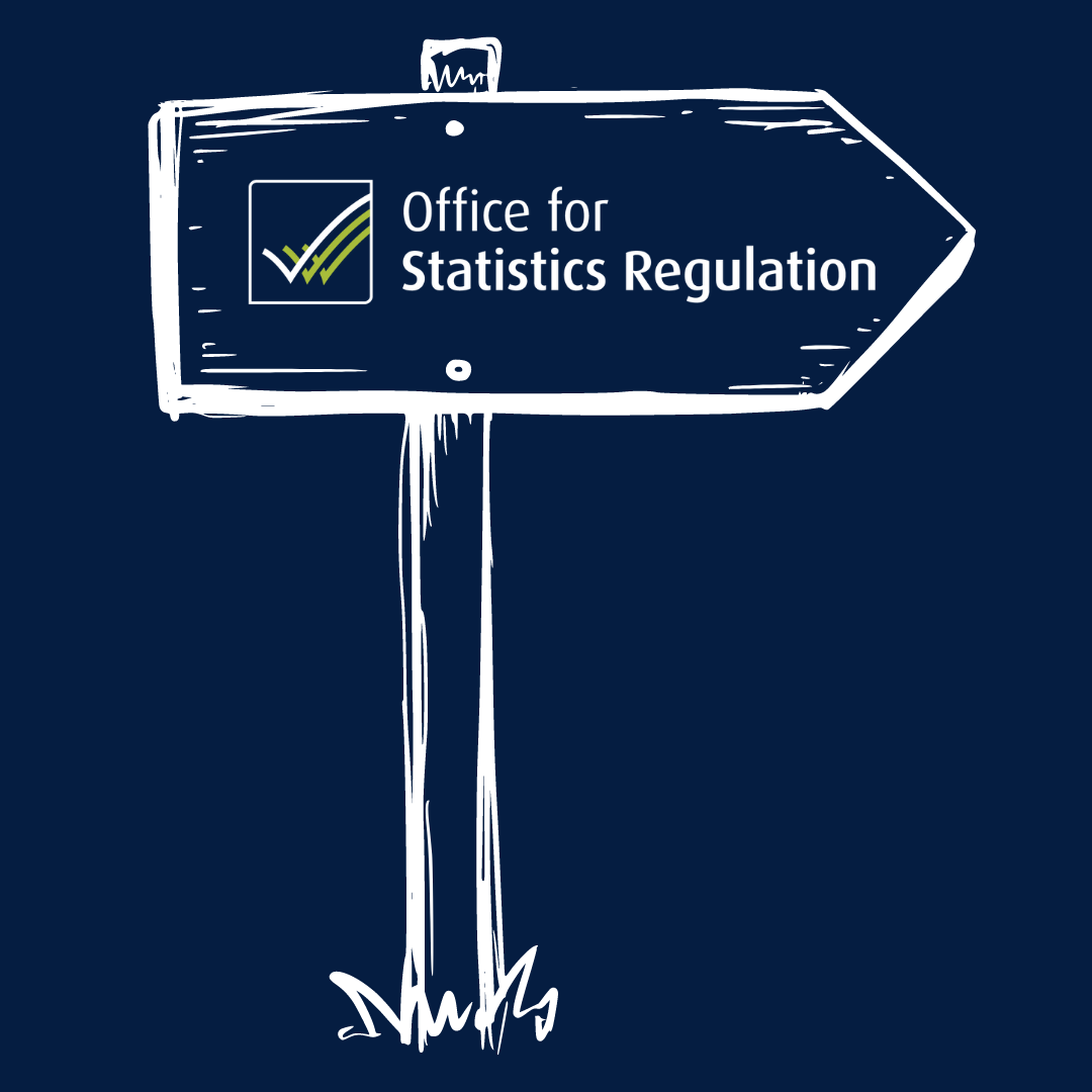 a direction sign with office for statistics regulation's logo on it