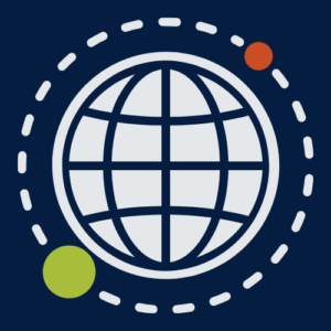 a planet icon indicating something is international