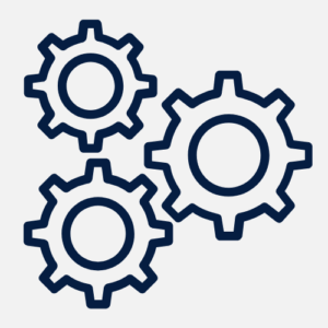 an icon of three blue cogs